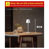 KDG 2 Pack Cordless Table Lamp, Portable LED Desk Lamp, 5000mAh Battery Operated, 3 Color Stepless Dimming Up, for Restaurant/Bedroom/Bars/Outdoor Party/Camping/Coffee Shop Night Light(White)