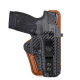 IWB Holster for S&W M&P Shield M2.0/ M1.0 9mm/40 and M&P Shield Plus 3.1 Barrel Pistol, Red Dot Optic, Kydex & Leather Hybrid for Appendix Carry, Right Hand