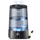 Homvana 3.6L Cool Mist Humidifiers for Bedroom, Large Room, Home, House, Office, Living Room, 34H Top Fill Easy to Clean Small Humidifier for Plants indoor, Grow Tents, Greenhouse, Filterless (Black)