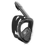 QingSong Full Face Snorkel Mask for Adults, Snorkeling Gear with Camera Mount, 180 Degree Panoramic View Snorkel Set Anti-Fog Anti-Leak