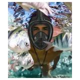 QingSong Full Face Snorkel Mask for Adults, Snorkeling Gear with Camera Mount, 180 Degree Panoramic View Snorkel Set Anti-Fog Anti-Leak