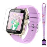 cjc Smart Watch for Kids Gift for Girls Ages 4-12 - Includes Screen Protector, 30+ Games, 140 Learning Cards, HD Touch Screen, Camera, Music, Pedometer - Fun & Educational Birthday Gift Idea (Purple)