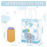 Zonon 16 Packs Baby Shower Present Bags Elephant Party Goodie Bags with Handle Elephant Themed Party Favors for Kids Birthday Baby Shower Party Decor Supplies(Boy Style)