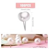 AIEX 100 Pieces Pearl Push Pins Plastic Round Head Thumb Tacks Map Push Pins for Map Bulletin Board Cork Board and Fabric Marking