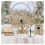 Heart Wedding Guest Book Alternative, Rustic Wooden Wedding Souvenirs with Heart Picture Frame, Heart Guest Book Drop Box, Personalized Decor Party Birthday