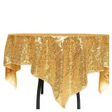 ShinyBeauty Sequin Tablecloth-Gold Sequin Table Overlay and Sequin Tablecloth/Linen for Wedding/Party/Event/Decoration-Gold (36inx36in)