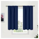 BGment Navy Blue Blackout Curtains 40 Inches Length for Kitchen Window - Short Thermal Insulated Drapes with Rod Pocket Privacy for Cafe Front Door Bathroom, 2 Panels, 34 x 40 Inch