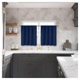 BGment Navy Blue Blackout Curtains 40 Inches Length for Kitchen Window - Short Thermal Insulated Drapes with Rod Pocket Privacy for Cafe Front Door Bathroom, 2 Panels, 34 x 40 Inch