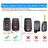 Tukellen for Toyota Key Fob Cover Genuine Leather With Keychain,Leather Key Case Protector Compatible with 2020-2022 Highlander Corolla Prius 2018-2024 RAV4 Camry Avalon C-HR GT86 -black (red line)