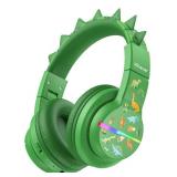 iClever BTH12 Kids Bluetooth Headphones,Colorful LED Lights Wireless Kids Headphones,74/85dBA Safe Volume,85H Playtime,Bluetooth 5.2,Over Ear Dinosaur Headphone Built-in Mic for iPad/Tablet/Airplane