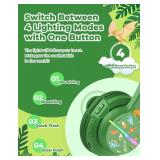 iClever BTH12 Kids Bluetooth Headphones,Colorful LED Lights Wireless Kids Headphones,74/85dBA Safe Volume,85H Playtime,Bluetooth 5.2,Over Ear Dinosaur Headphone Built-in Mic for iPad/Tablet/Airplane