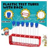 Copkim 2 Sets Test Tubes with Rack Clear Plastic Test with Caps and 6 Holes Holder Rack Nurse Party Decorations Shot Tubes for Scientific Experiments Party Favors Candy(Red,Integrated)