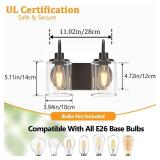 Baocuz 2-Light Black Bathroom Vanity Light, Bathroom Lights Over Mirror, Modern Vanity Lights with Clear Glass Shade, Farmhouse Light Fixtures Wall Mount Lamp for Living Room Mirror Cabinet Hallway