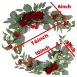 H&W 2pcs Artificial Wedding Arch Flowers for Wedding Sign, Floral Swag Dusty Decor for Reception Ceremony Backdrop Sweetheart Table Red Rose