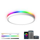TALOYA Smart Ceiling Light Fixture 10 Inch Flush Mount Led with RGB Night Light, Compatible with Alexa Google Assistant, 2.4G WiFi Ceiling Mount Lamp for Kids Room