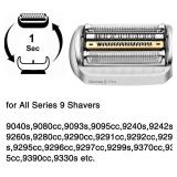92 Series 9 Pro Electric Shaver Head Replacement Part Compatible with Braun Series 9 Pro and Series 9 Electric Razors 9290cc, 9291cc, 9370cc, 9376cc, 9293s, 9260s, 9295cc, 9385cc (Silver/2Pack)
