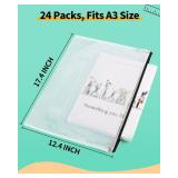 Smarpau A3 Mesh Zipper Pouch, 24 Pack 17.4 x 12.4 Large Zipper Pouches for Organizing, Multipurpose Waterproof Zipper Bags for Travel, Office, Home Storage, Black