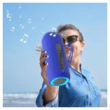 Bluetooth Speaker, Portable Wireless Clear Loud Stereo Sound IPX5 Waterproof with RGB Lights BT5.3 Long Playtime TWS Pairing,for Home Party Outdoor Beach,Great Gift Choice (Blue)