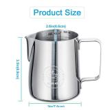 Milk Frothing Pitcher 12oz, Espresso Steaming Pitchers 350ml, Frother cup, Coffee Cappuccino Latte Art,304 Stainless Steel Jug with Decorating Art Pen