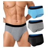 SUNCHIRI Incontinence Underwear for Men, 150ML Absorbent Washable Protective Leak Proof Reusable, Briefs 3 Pack (Multicolor02, Small)