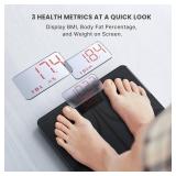 RENPHO Smart Scale for Body Weight, USB-C Rechargeable Digital Bathroom Scale, Electronic 13 Body Composition Monitor with Smartphone App, 396 lbs, Black, Elis 1 (11 inch)