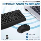 Wireless Keyboard and Mouse Combo, Full-Sized 2.4GHz Wireless Keyboard with Comfortable Palm Rest and Optical Wireless Mouse for Windows, Mac OS PC/Desktops/Computer/Laptops (Black)