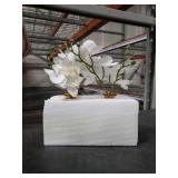 White Orchids Artificial Flowers Faux Orchid Arrangement with Amber Glass Vase Set of 2 Real Touch Phalaenopsis Orchid Flowers Orchid Centerpiece for Dining Room Table
