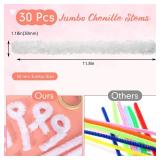 Hotop Multi Pcs Extra Thick Pipe Cleaners 30mm Chenille Stems Jumbo Pipe Cleaners Craft Supplies for Beginners DIY Art Supplies Decorations(White)
