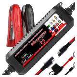 MOTOPOWER MP00207 6V and 12V 4AMP Automatic Smart Battery Charger, Battery Maintainer, Battery Desulfator with Force Charging Recondition Mode