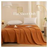Ecocott King Flat Sheet - Hotel Quality Flat Sheets Only - Cotton Top Sheet - Ultra Soft & Breathable - Wrinkle Free & Fade Resistant - 1 Piece Flat Sheet (King, Brown)