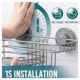 TAILI Shower Caddy Suction Cup with Hooks & Soap holder, Heavy Duty Bathroom Shower Organizer, No Drilling Shower Shelves for Inside bathroom, Metal Storage Basket-Grey