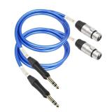 Devinal [20 AWG Silver-Plated OFC] XLR Female to 1/4 inch TRS Cable Hi-Fi Grade Balanced Female XLR to Quarter inch 6.35mm Stereo Cord for Microphone, Mixer, Speakers 3ft 2pack