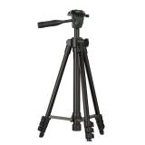 Laser Level Tripod Phone Stand: 51-Inch Aluminum Lightweight Tripod with 1/4 Screw Mount, Phone Holder and Bubble Level for iPhone and Line Lasers Measuring Tools, Carry Bag Included | Matte Black