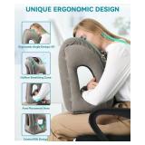 JefDiee Inflatable Travel Pillow, Airplane Neck Pillow Comfortably Supports Head and Chin for Airplanes, Trains, Cars Office Napping on The Tray Table (Grey)