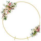 Wokceer Round Backdrop Stand 7.2FT Circle Balloon Arch Frame Circle Backdrop Stand Gold Round Arch for Wedding Birthday Party Bridal Shower Anniversary Event Ceremony Decoration