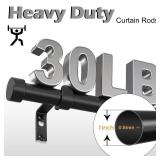 OLV Black Curtain Rods for Windows 48 to 84 Inch, Adjustable Heavy Duty Decorative 1 Inch Diameter Curtain Rod with Modern End Cap Design, Easy Install Drapery Pole for Living Room, Bedroom, Kitchen