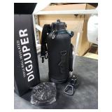 87/128 oz Insulated Water-Bottle with straw - Gallon Water Bottles with Phone Holder, Stainless Steel Water Jug with Strap & Auto Chug Lids, Gym Camping Sport Metal Flask w/Paracord Handle