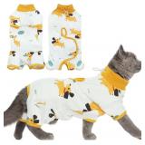DENTRUN Cat Surgery Recovery Suit Female Male Soft Onesie, Kitten Surgical Collar Cone Alternative Shirt, Abdominal Wounds Anti-Licking Pajama for Small Pets Spay, Cat Body Suit Post Surgery Small