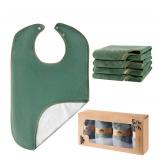 RAXIFU 4 Pack Adult Bibs for Men and Women, Adult Bibs for Elderly,Waterproof, Towel bibs for Special Needs Adults