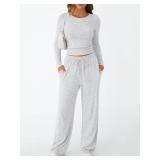 Trendy Queen Womens Two 2 Piece Matching Lounge Sweat Sets 2025 Early Fall Fashion Must Have Y2K Teen Workout Gym Clothes Wide Leg Airport Travel Vacation Outfits Sweatsuit Winter Essential Clothing M