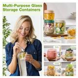 Qipecedm 8 Pack Overnight Oats Containers with Lids, Large & Small Glass Mason Jars 16oz & 10 oz, Breakfast Oatmeal Container to Go, Salad Meal Prep Jars for Food Storage, Mush Chia Seed Pudding Jars