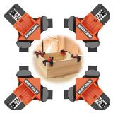 WETOLS Corner Clamp for Woodworking, 90 Degree Right Angle Clamp, Wood Clamps, 4Pcs Adjustable Spring Loaded Woodworking Clamp, Gifts for Dad, Birthday Gifts for Men, Photo Framing, Orange