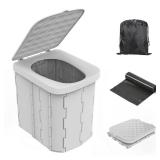 Hapoon XL Portable Folding Camping Toilet with Lid - Travel Portable Potty for Adults, Grey