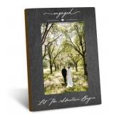 DUXMNAMG Engagement 4x6 Picture Frame, Wedding Photo Frames, Newly Engaged Gifts for Couples Bride Groom, Let the Adventure Begin Engagement Picture Photo Frames for Desk Decor
