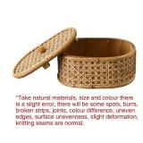 SOFE Rattan Decorative Box with Lid, Small Oval Box for Storage, Hand-Woven Display Boxes for Organizing Jewelry, Candies, Snacks, Keys, Farmhouse & Boho & Modern Home Decor, Dresser Decor