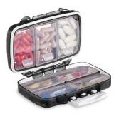 Fullicon Portable Pill Organizer Weekly, Small Travel Pill Case with 7 Compartment, Moistureproof and Airtight Pill Box, Travel Pill Holder for Vitamins/Fish Oils/Supplements