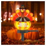 1 Pack Thanksgiving Turkey Pumpkin Solar Lights Outdoor Decoration Hand Painted Turkey Solar Stakes Lights for Halloween Christmas Fall Yard Garden Lawn Pathway Walkway Driveway Patio Front Porch