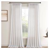 Aersas Beige White Pinch Pleated Linen Curtains 90 Inch Length 2 Panels for Living Room Bedroom Semi Sheer Window Curtain Boho Neutral Back Tab Pinch Pleat Drape with Hooks 40x90