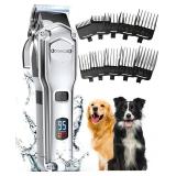 oneisall Dog Clippers for Grooming for Thick Heavy Coats/Low Noise Rechargeable Cordless Pet Shaver with Stainless Steel Blade/Waterproof Dog Shaver for Dogs Pets and Animals (Sliver)