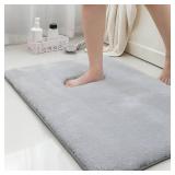 MINIDEAR Bathroom Rugs 17x24 Light Grey - Thick Memory Foam Bath Mat, Ultra Soft & Plush Fluffy, Non-Slip, Quick Dry, Absorbent Washable Floor Microfiber Mat for Shower, Tub, Home Decor Accessories